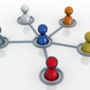 Web of people connecting to one person in the middle