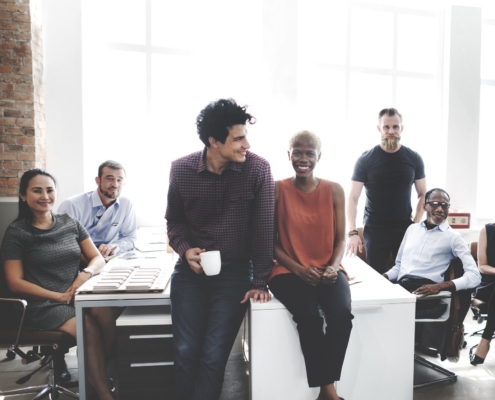 Business team sitting together in a meeting